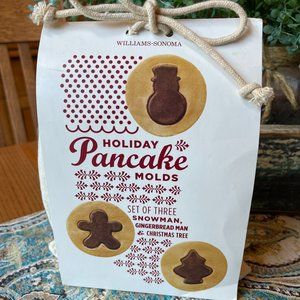 Williams Sonoma Holiday Pancake Molds With Recipes Nonstick Metal Canvas Bag New
